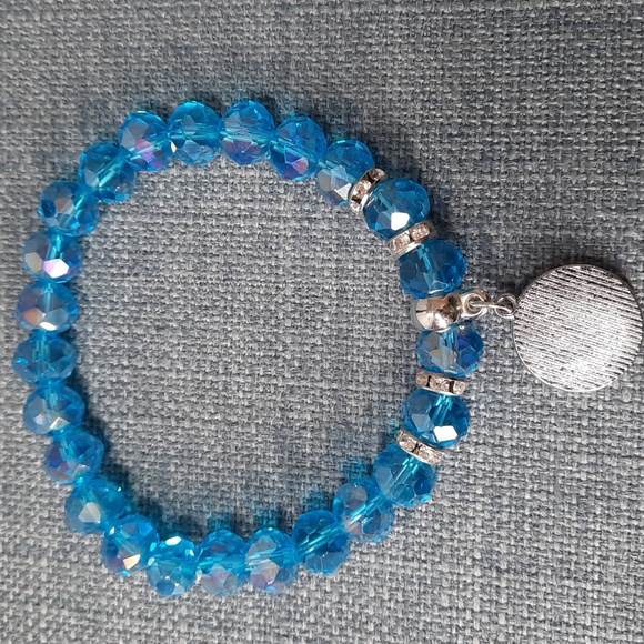 Bracelet Blue Crystal Tree of Life Charm Stretch Elastic Strength Symbol Pretty - Picture 3 of 3